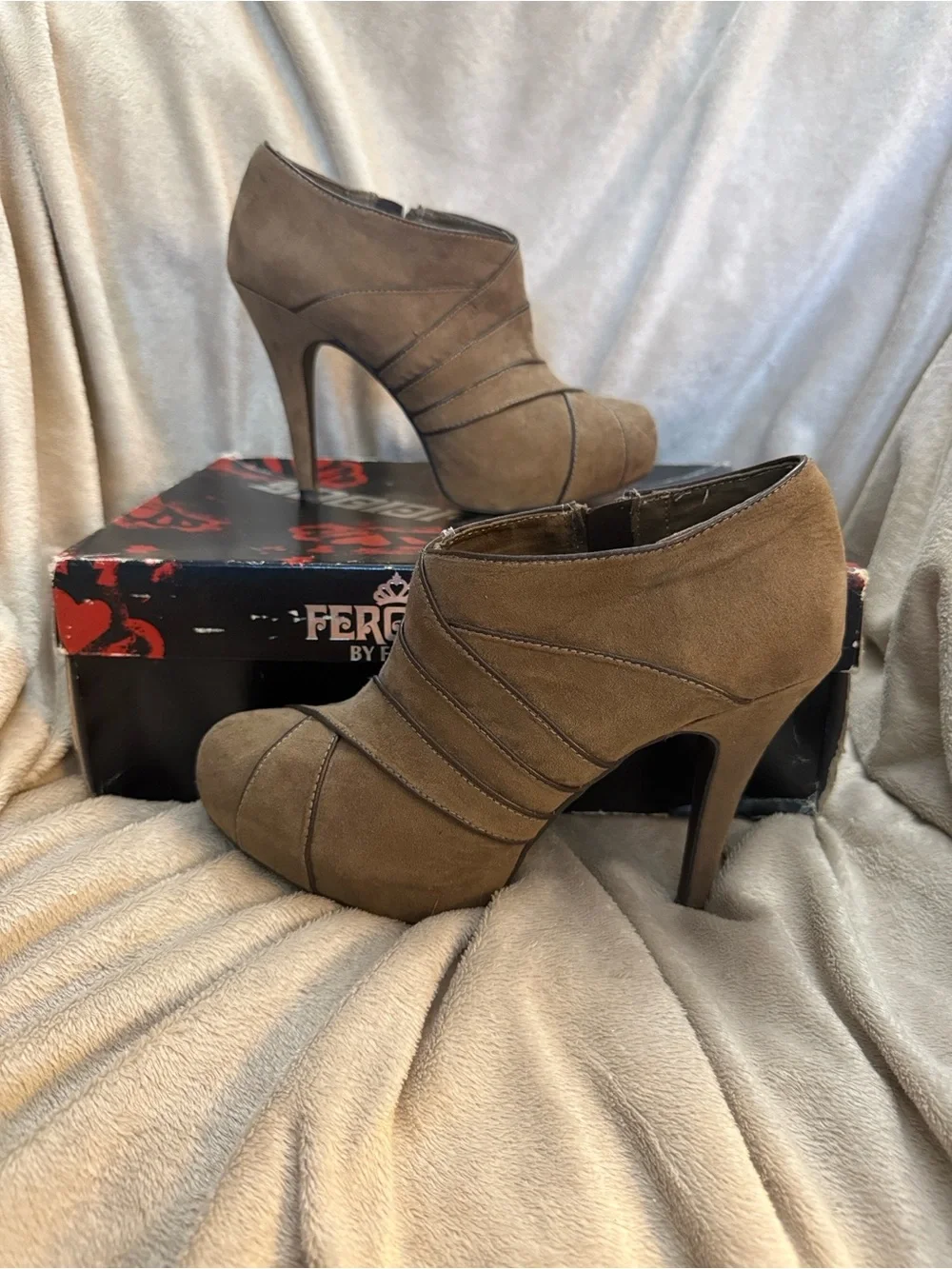 Fergalicious Brown Suede Ankle Booties